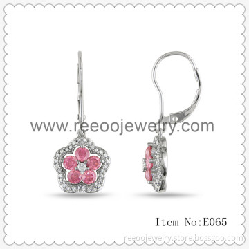 Rhodium Plated Sterling Silver Dangling Earring, Amethyst Diamond Stud Earrings